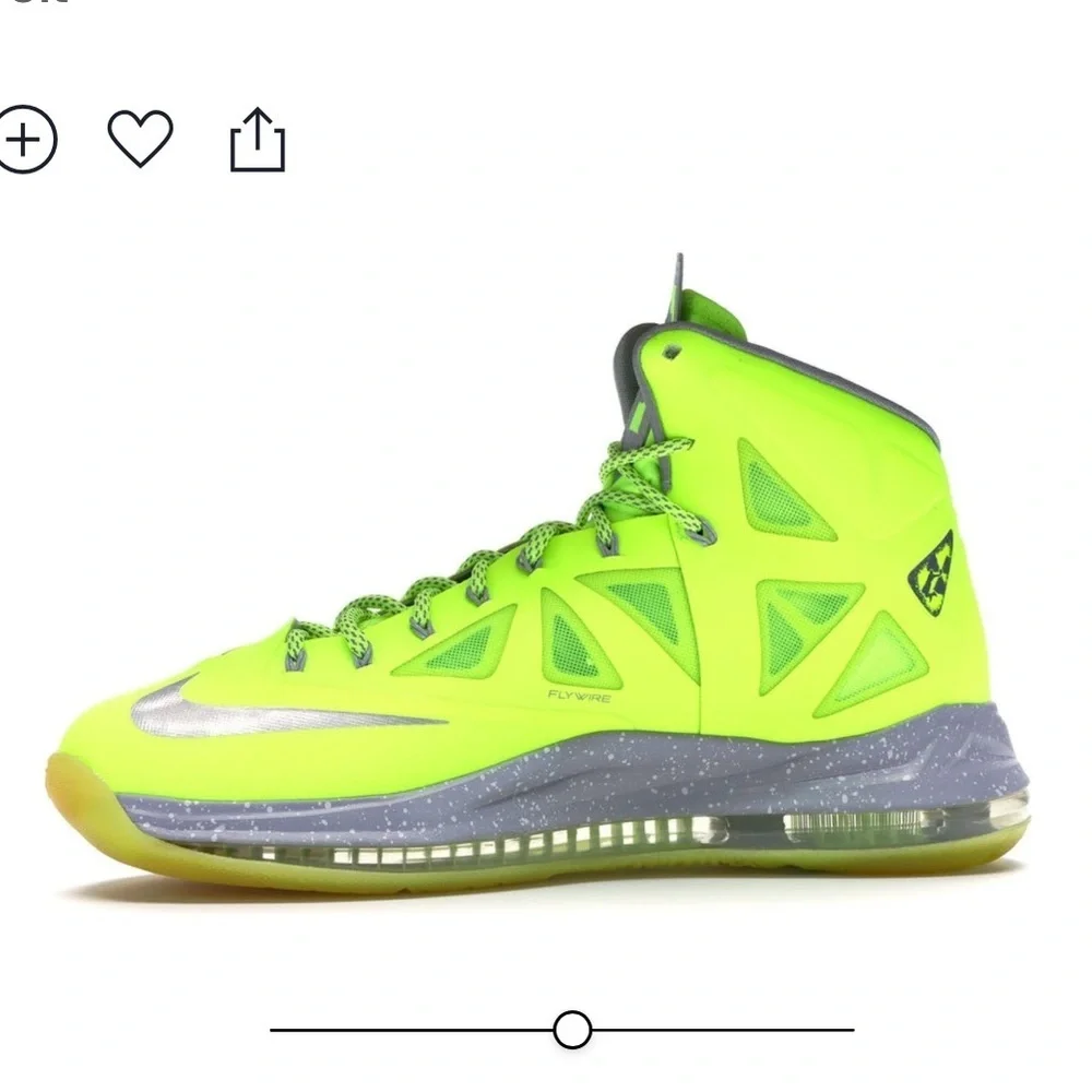 Nike Lebron X VOLT basketball Sneakers yellow gray sz 8.5 - Picture 2 of 16